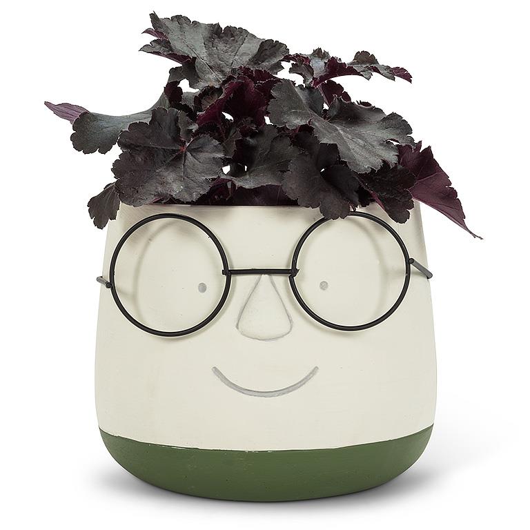 Face w/Glasses Planter 6"