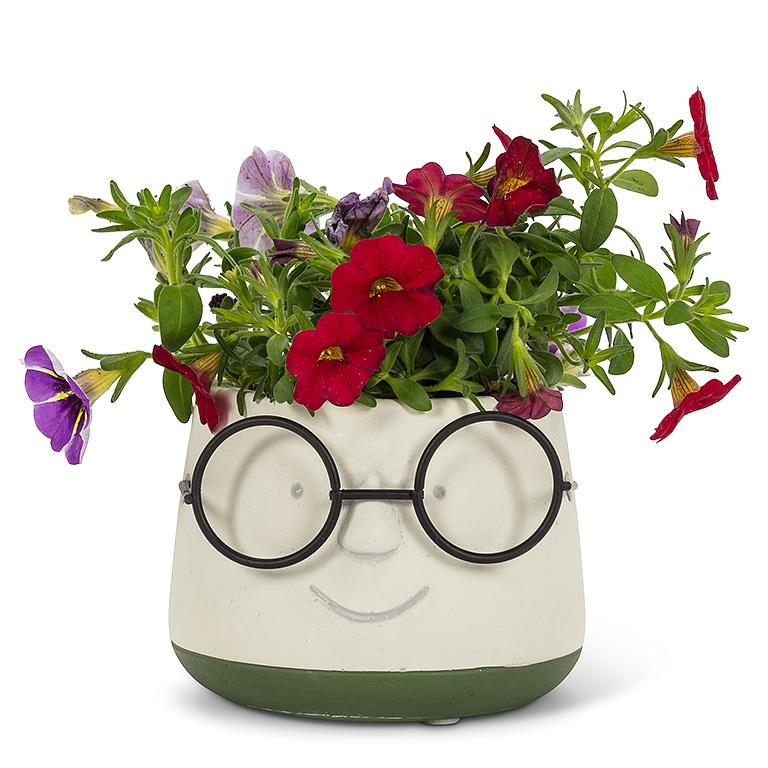 Face w/Glasses Planter 3.5"