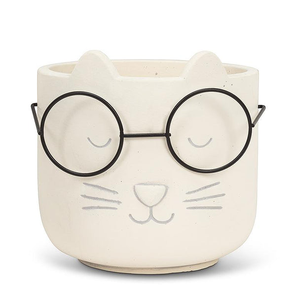 Cat Face w/Glasses Planter 4.5"