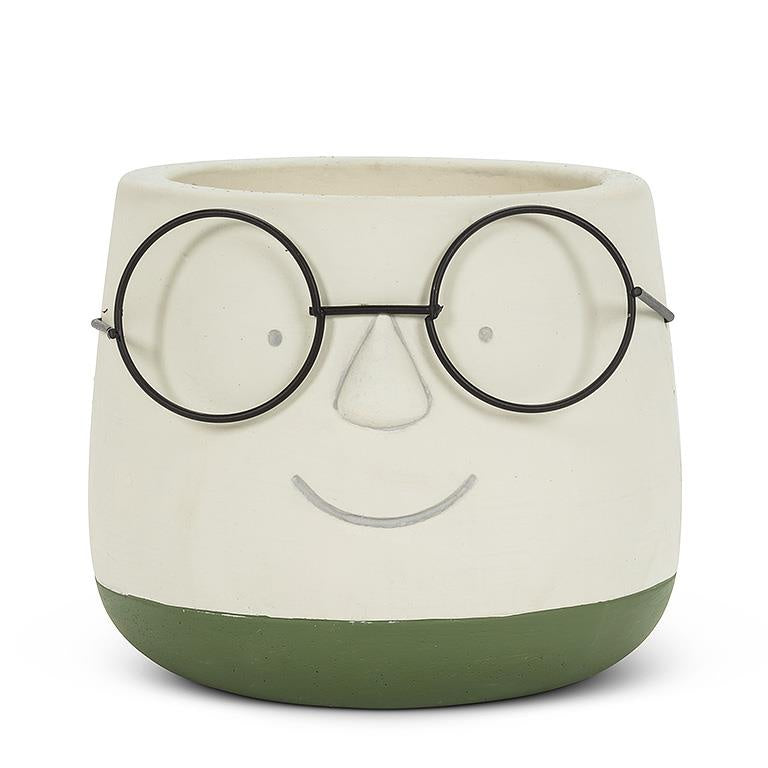 Face w/Glasses Planter 6"