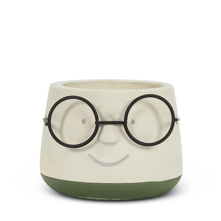 Face w/Glasses Planter 3.5"