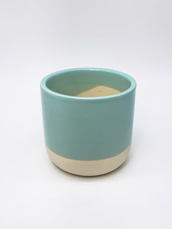 Light Blue Ceramic And Concrete Planter 3"