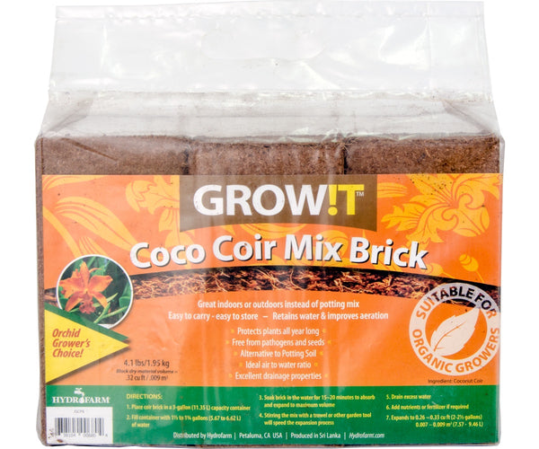 GROW!T Coco Coir Mix Brick 650 g (pack of 3)